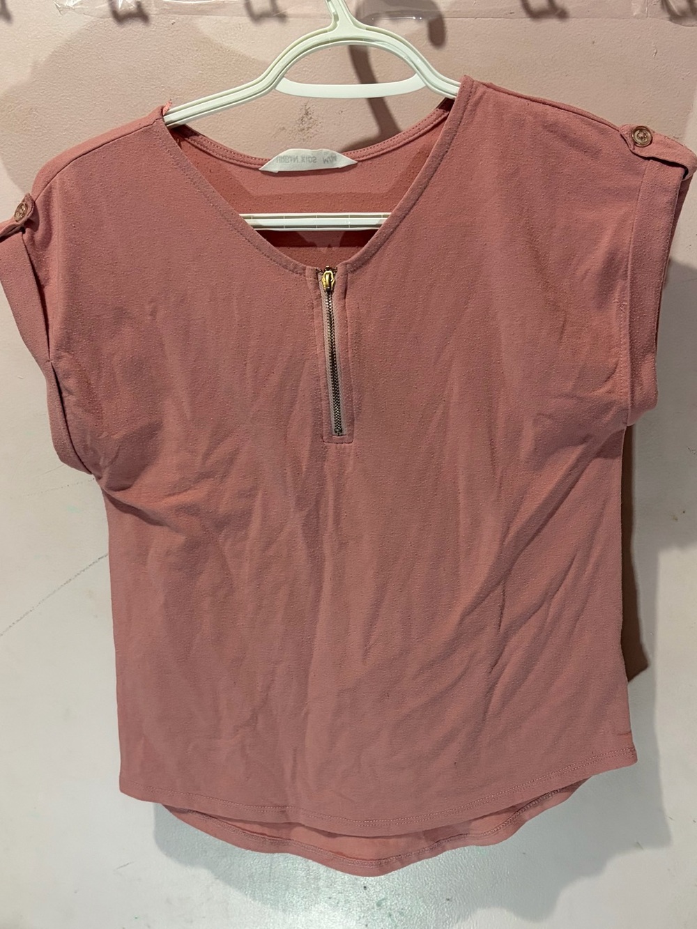 Urban Kids Dusty Rose Short Sleeve Zip Front Tee